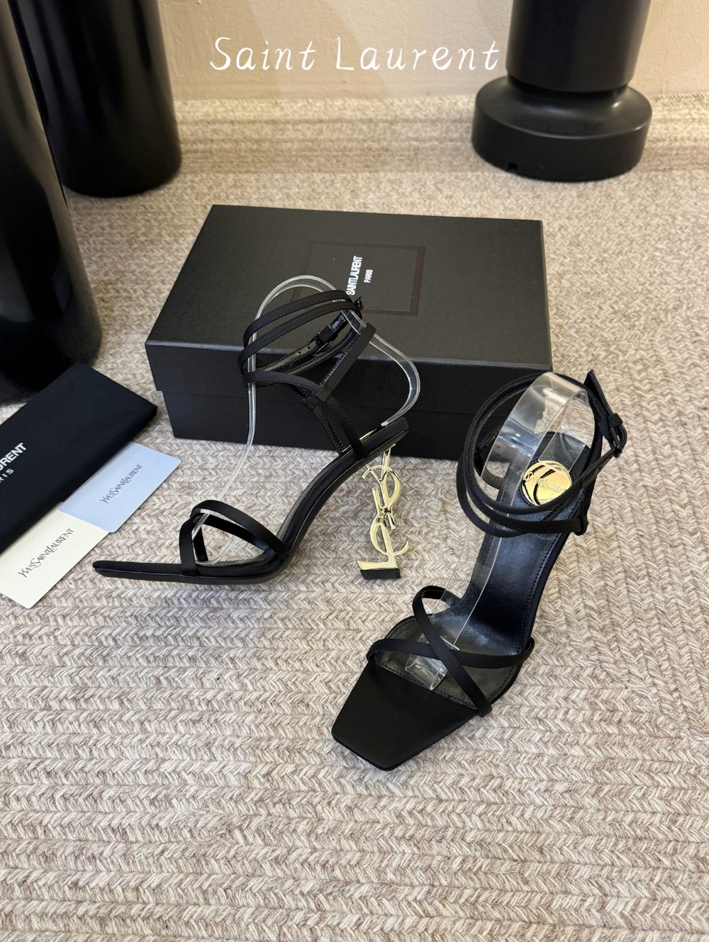 Saint Laurent Square-Toe Strappy High-Heel Sandals